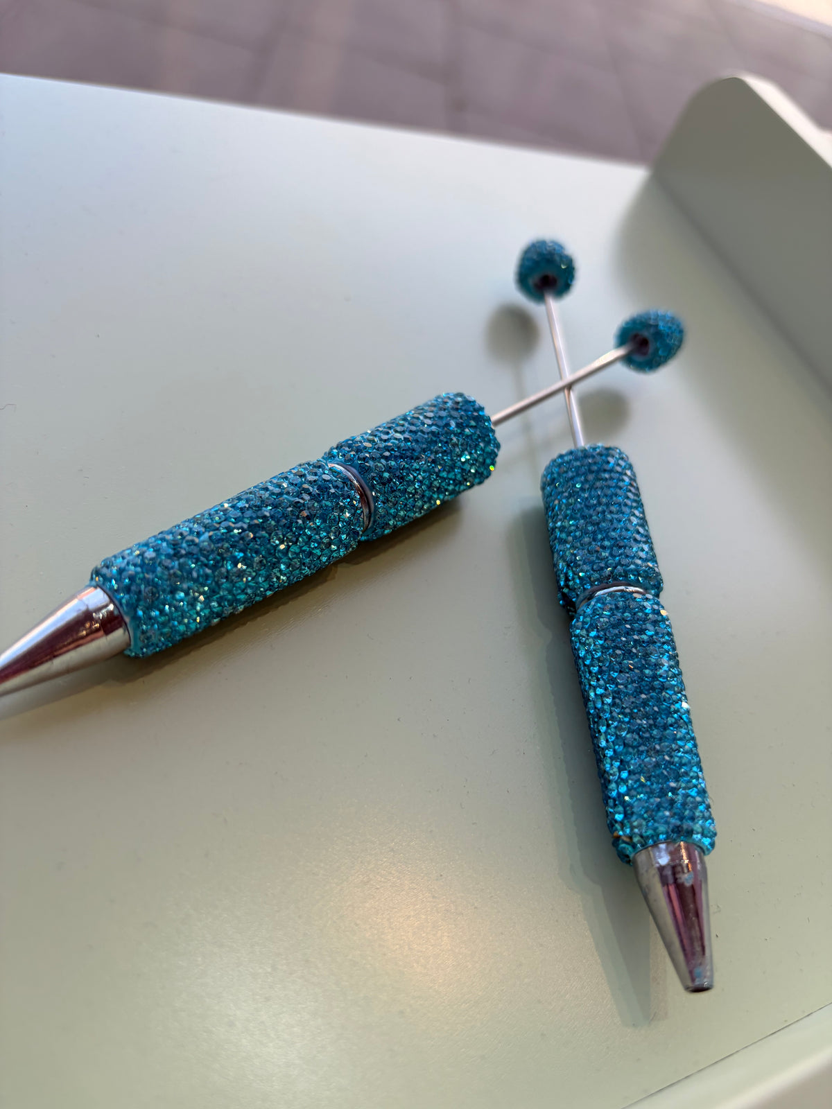 Blue rhinestone beadable pen