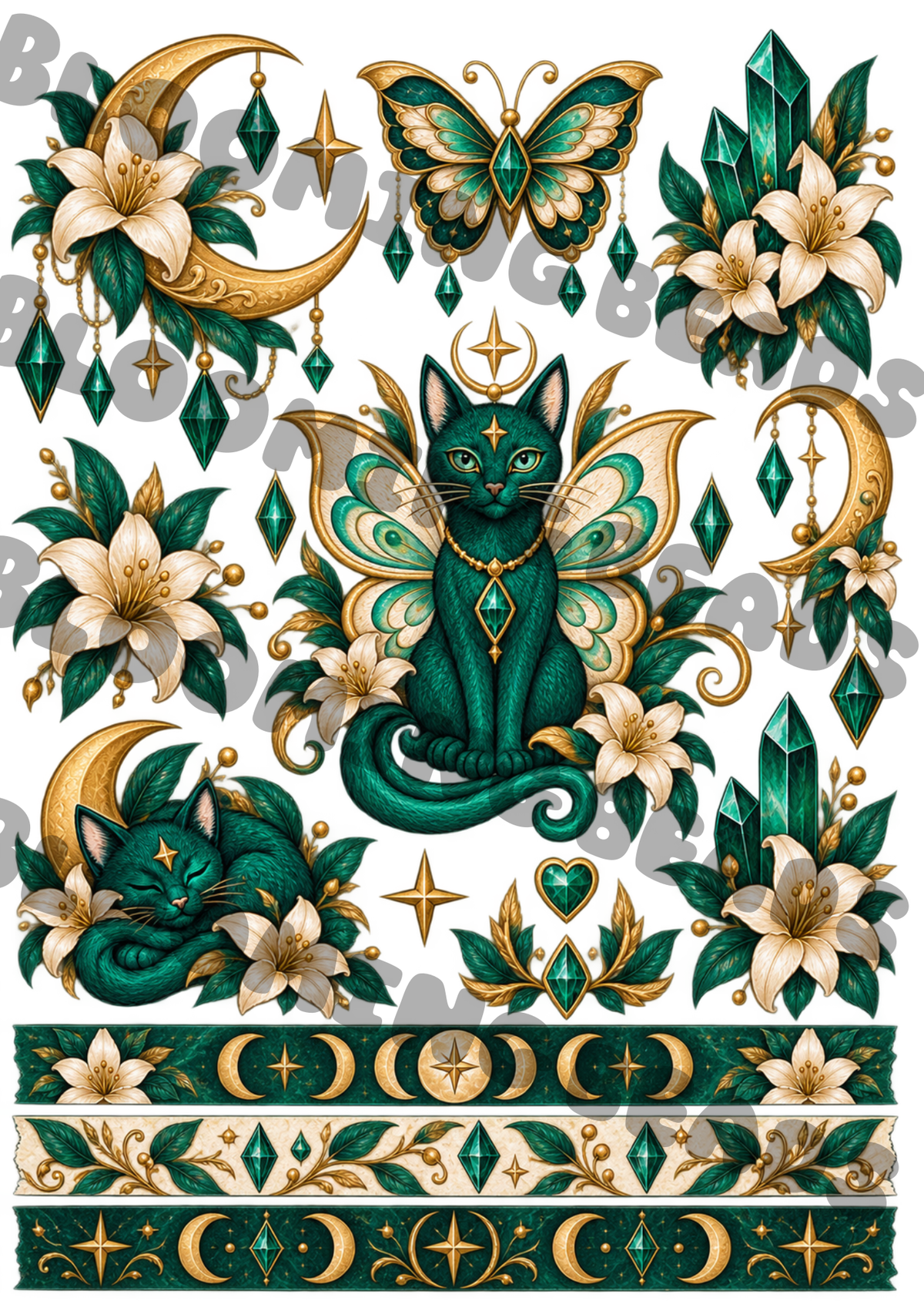 A4 element sheet mystical cat