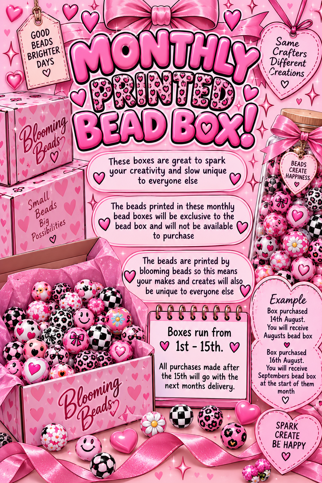 Monthly printed bead box