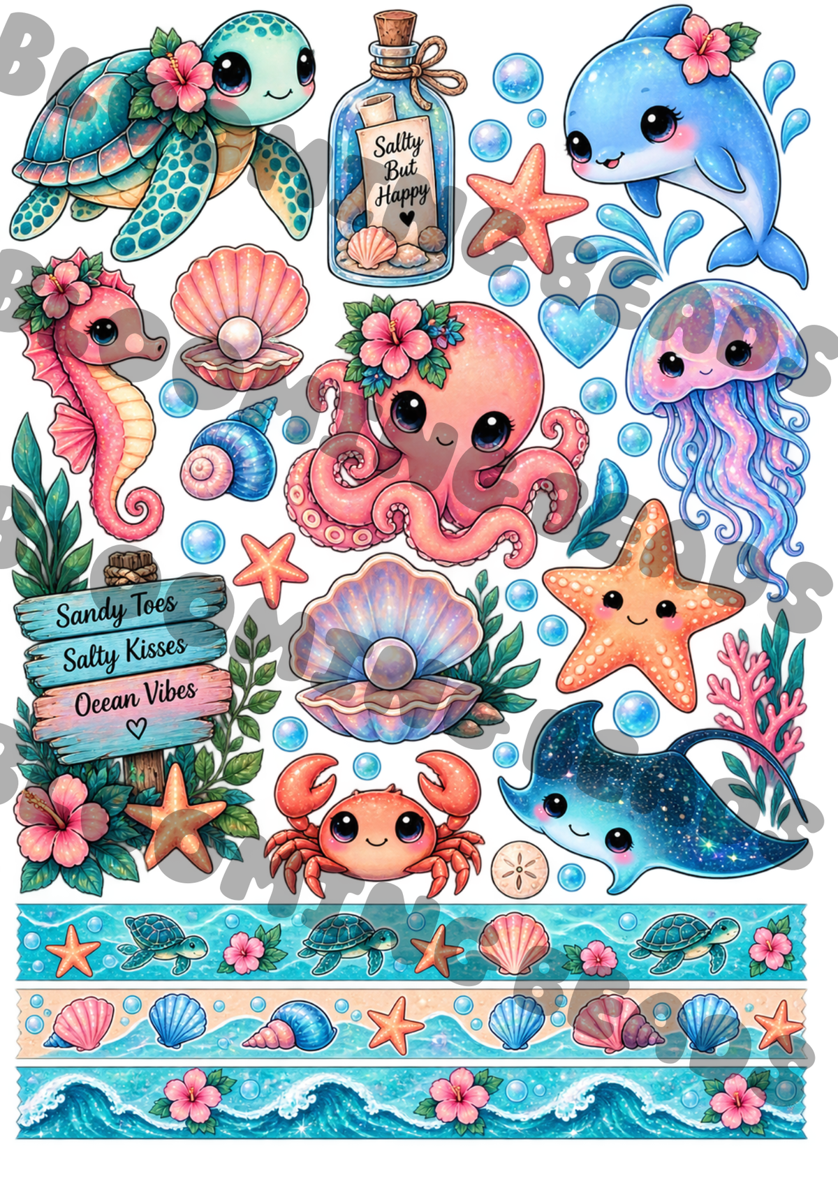 A4 element sheet sea theme