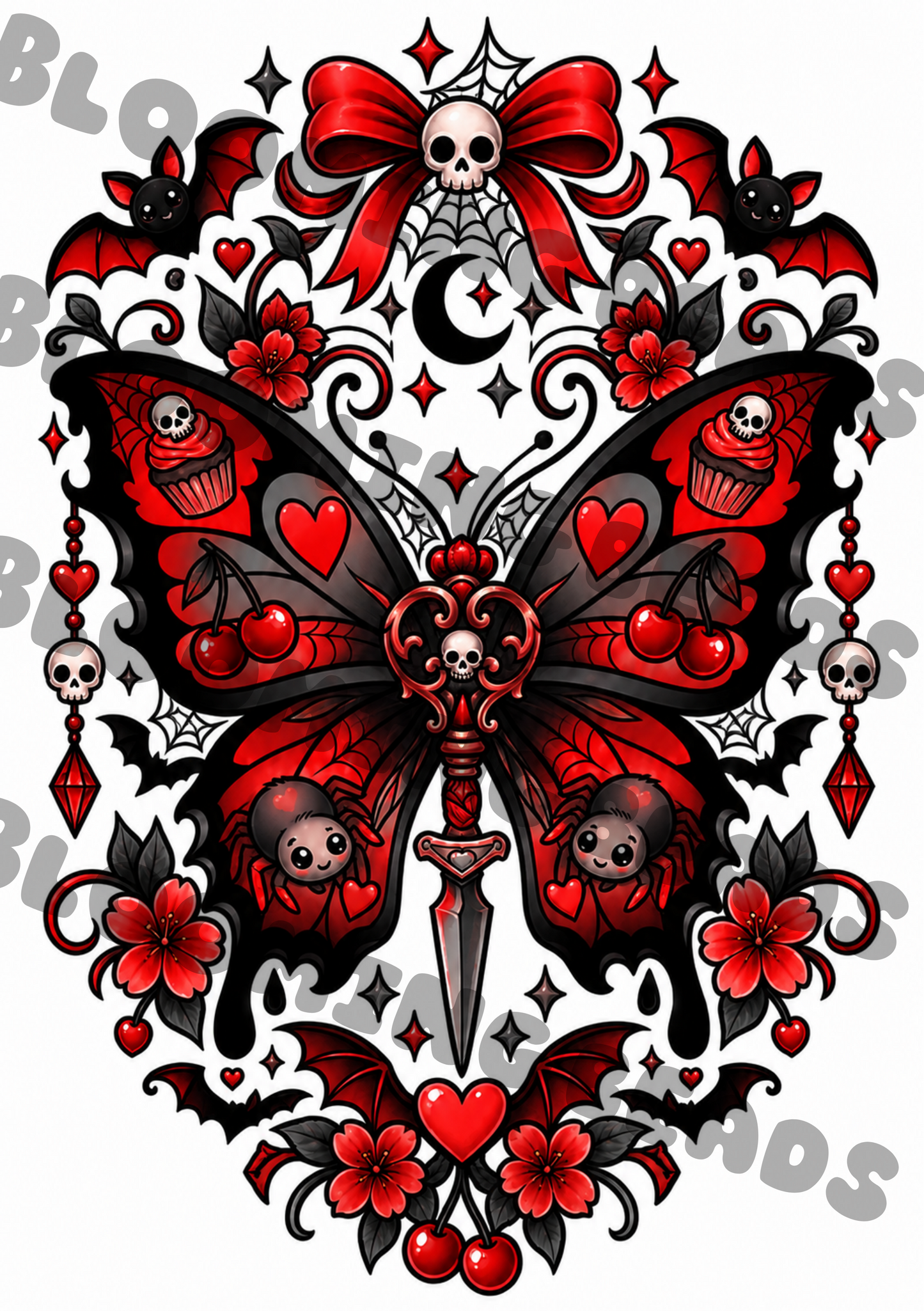 A5 notebook wrap - red butterfly