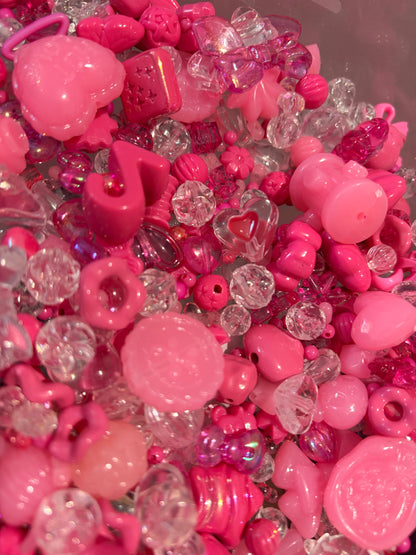 Hot pink acrylic bead mix 25g