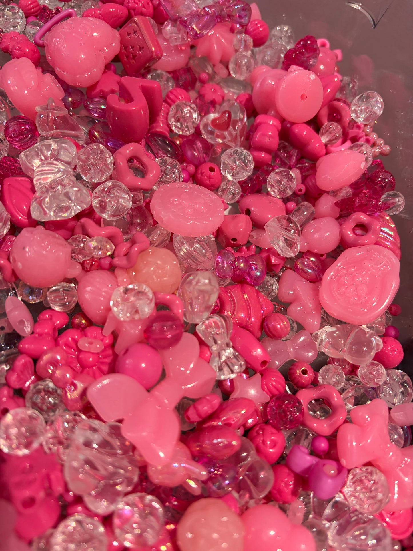 Hot pink acrylic bead mix 25g