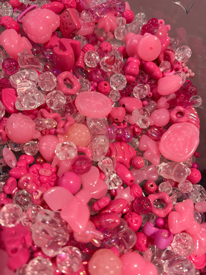 Hot pink acrylic bead mix 25g