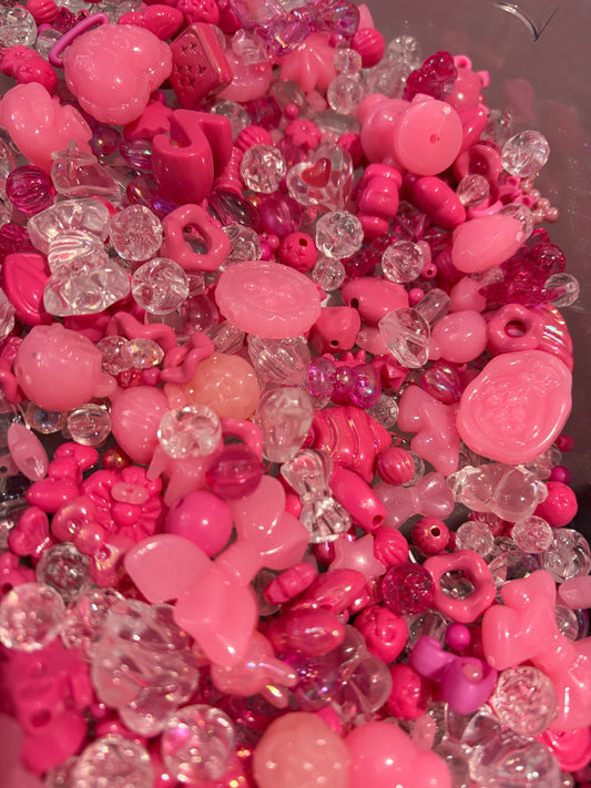 Hot pink acrylic bead mix 25g