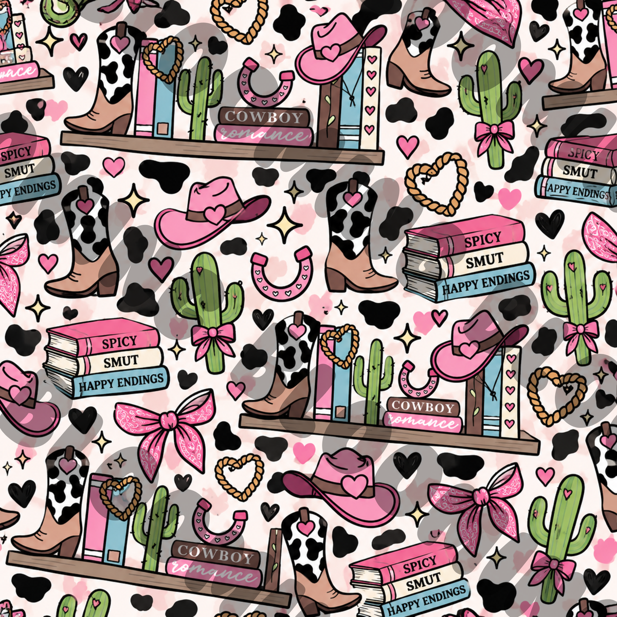 Cow boy books printed vinyl