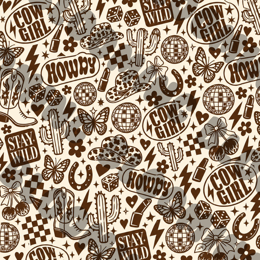 Cow girl printed vinyl