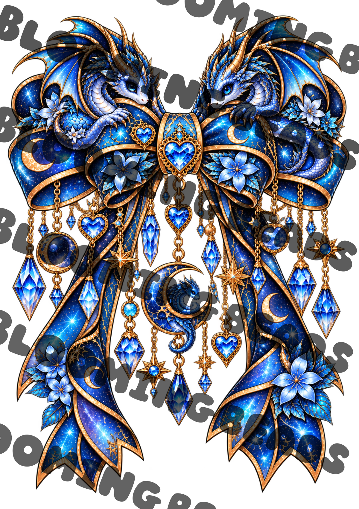 A5 notebook wrap - blue dragon bow