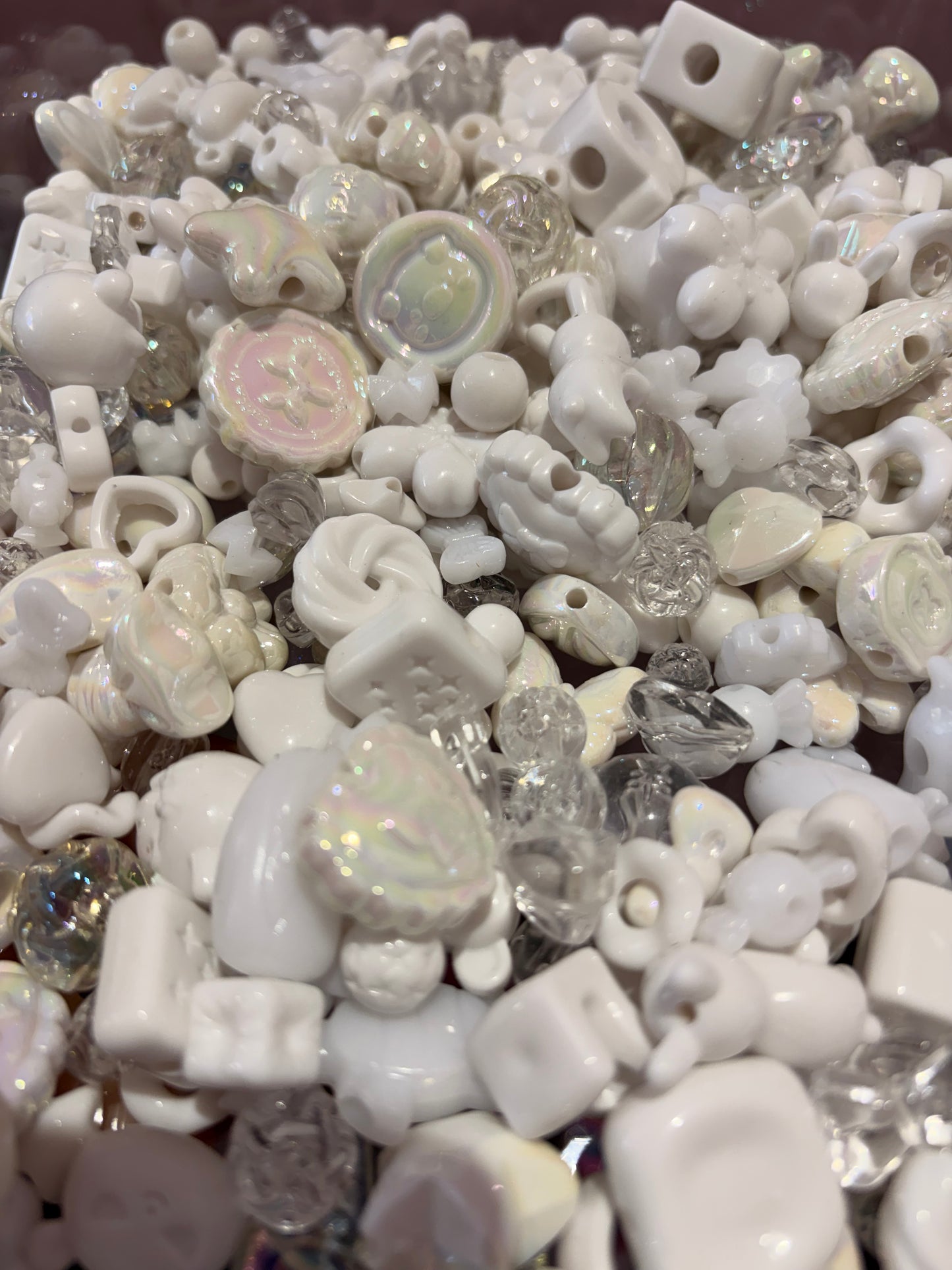 White acrylic bead mix 25g