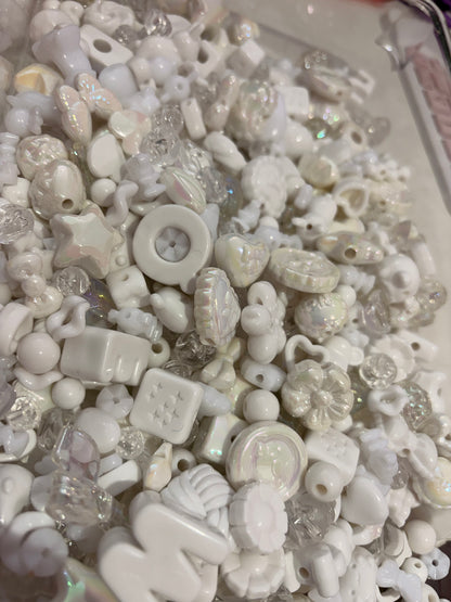 White acrylic bead mix 25g