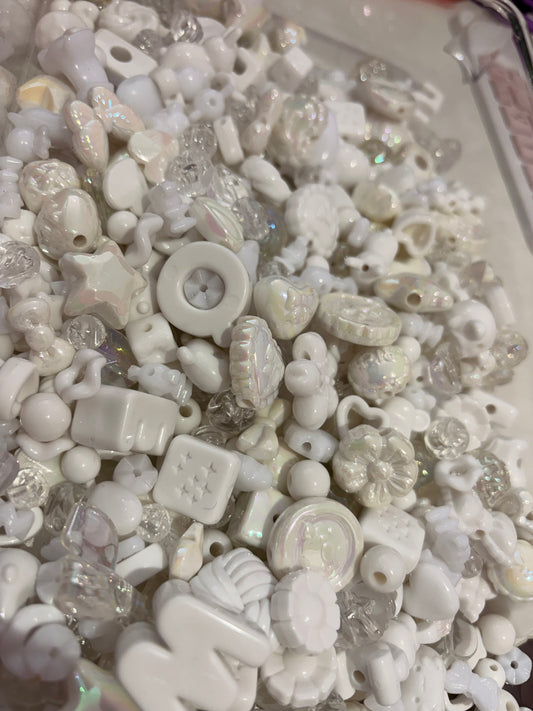 White acrylic bead mix 25g