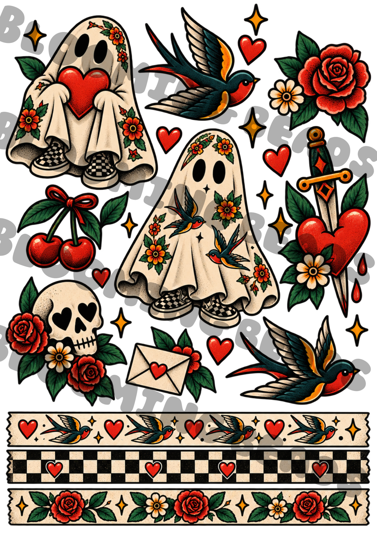 A4 element sheet cute ghost