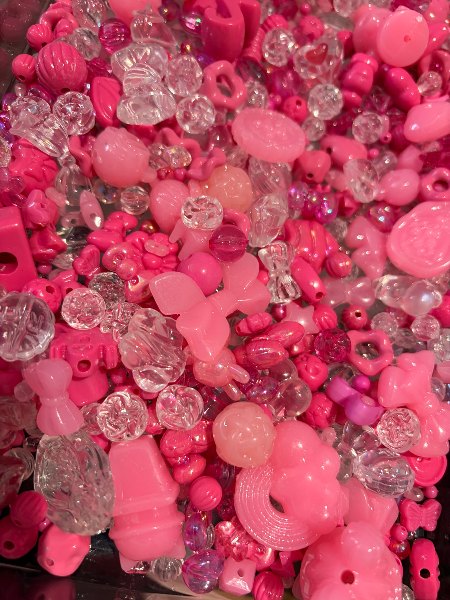 Hot pink acrylic bead mix 25g