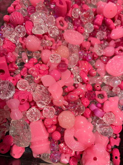 Hot pink acrylic bead mix 25g