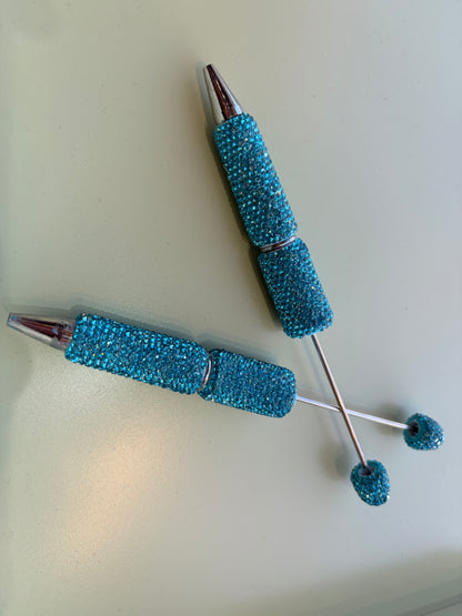 Blue rhinestone beadable pen