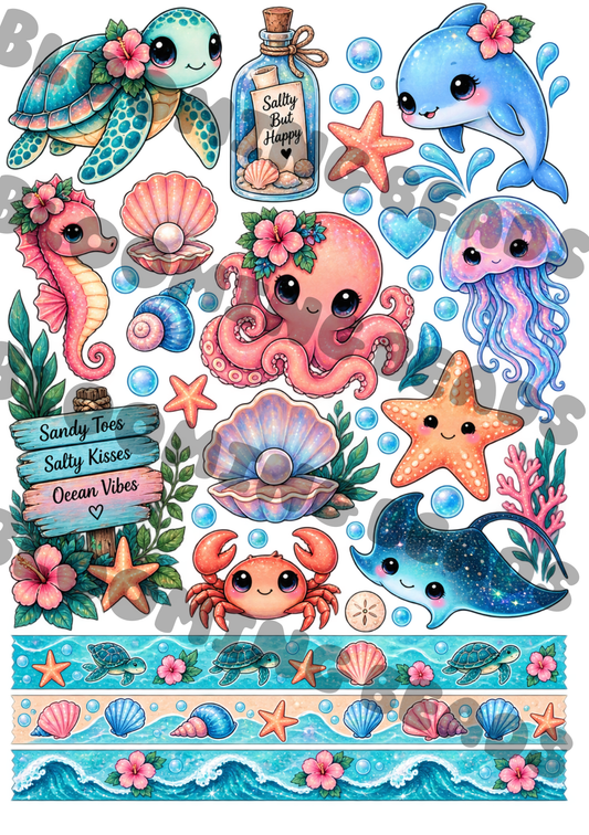 A4 element sheet sea theme