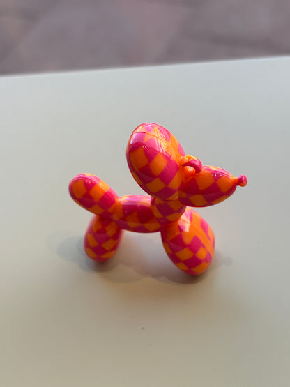 Checkered print balloon dog pendant