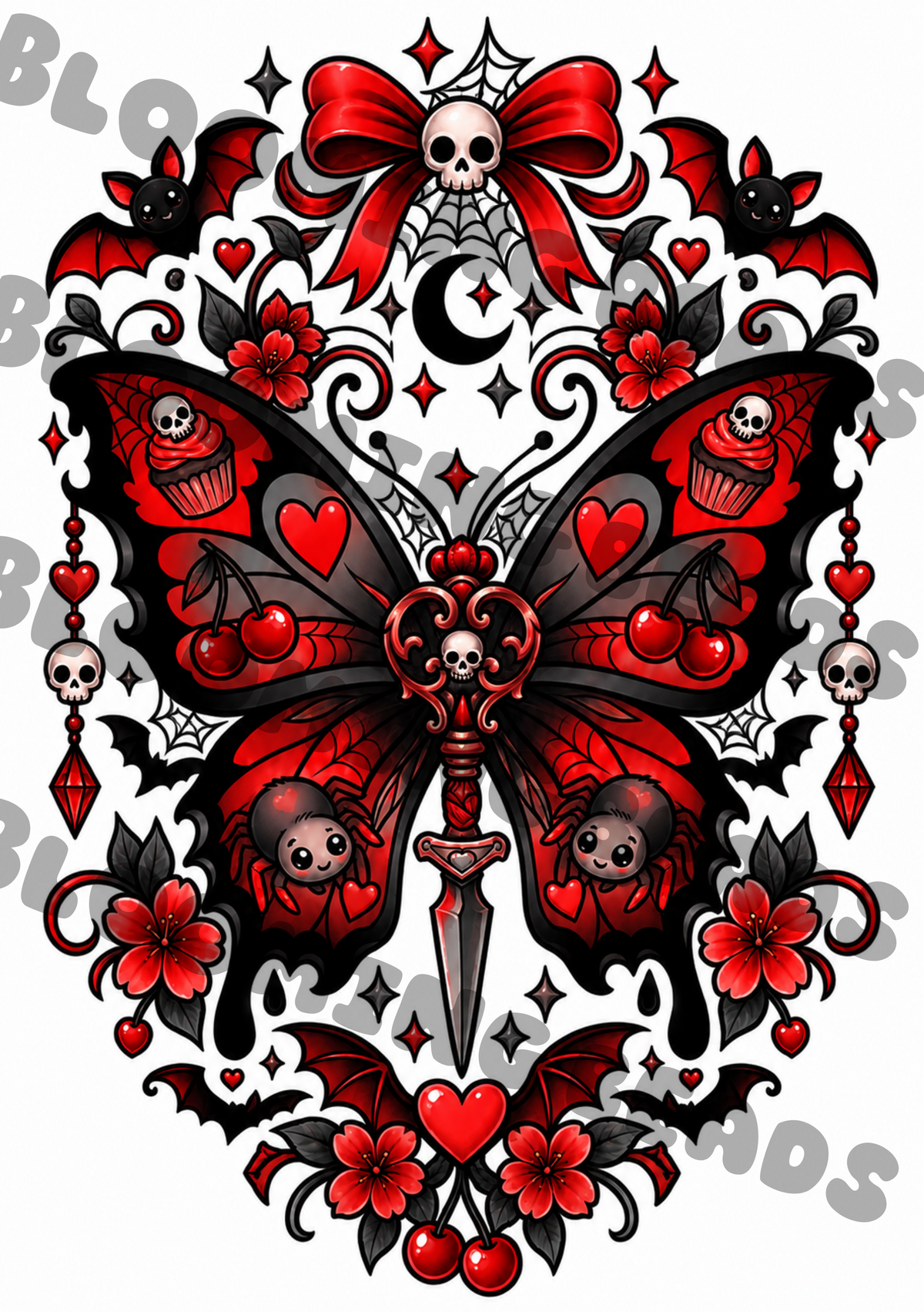 A5 notebook wrap - red butterfly