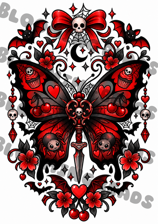 A5 notebook wrap - red butterfly