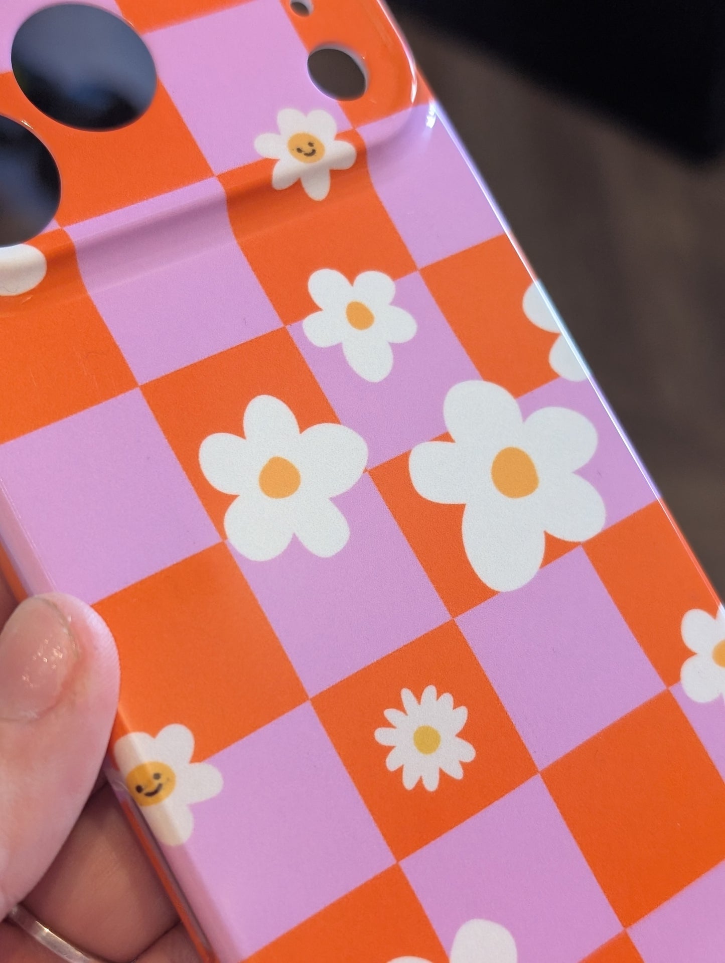 Flower checkered phone case